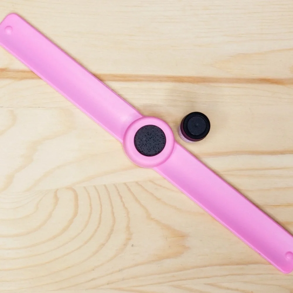 RESERVED Pink Silicone & Black Lava Stone Essential Oil Slap Bracelet NEW